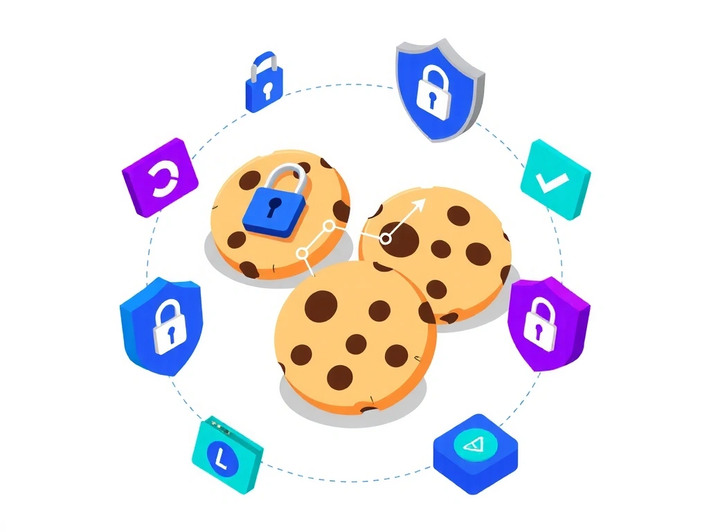 Ilustración de cookies digitales y protección de datos