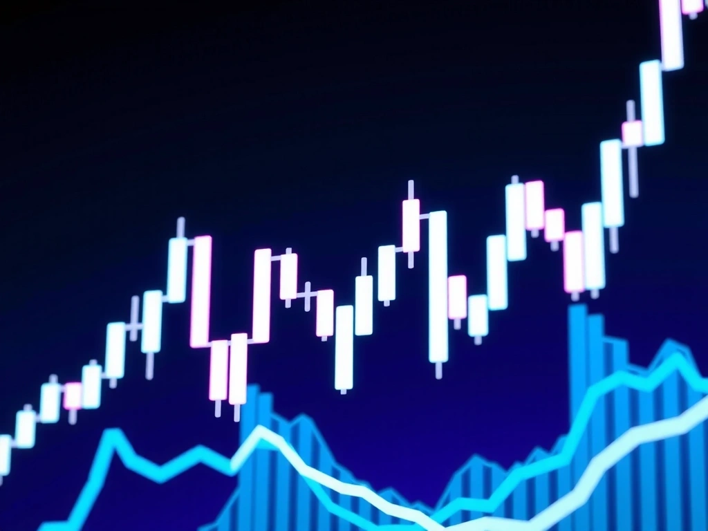 Gráfico de velas japonesas con estilo neón futurista